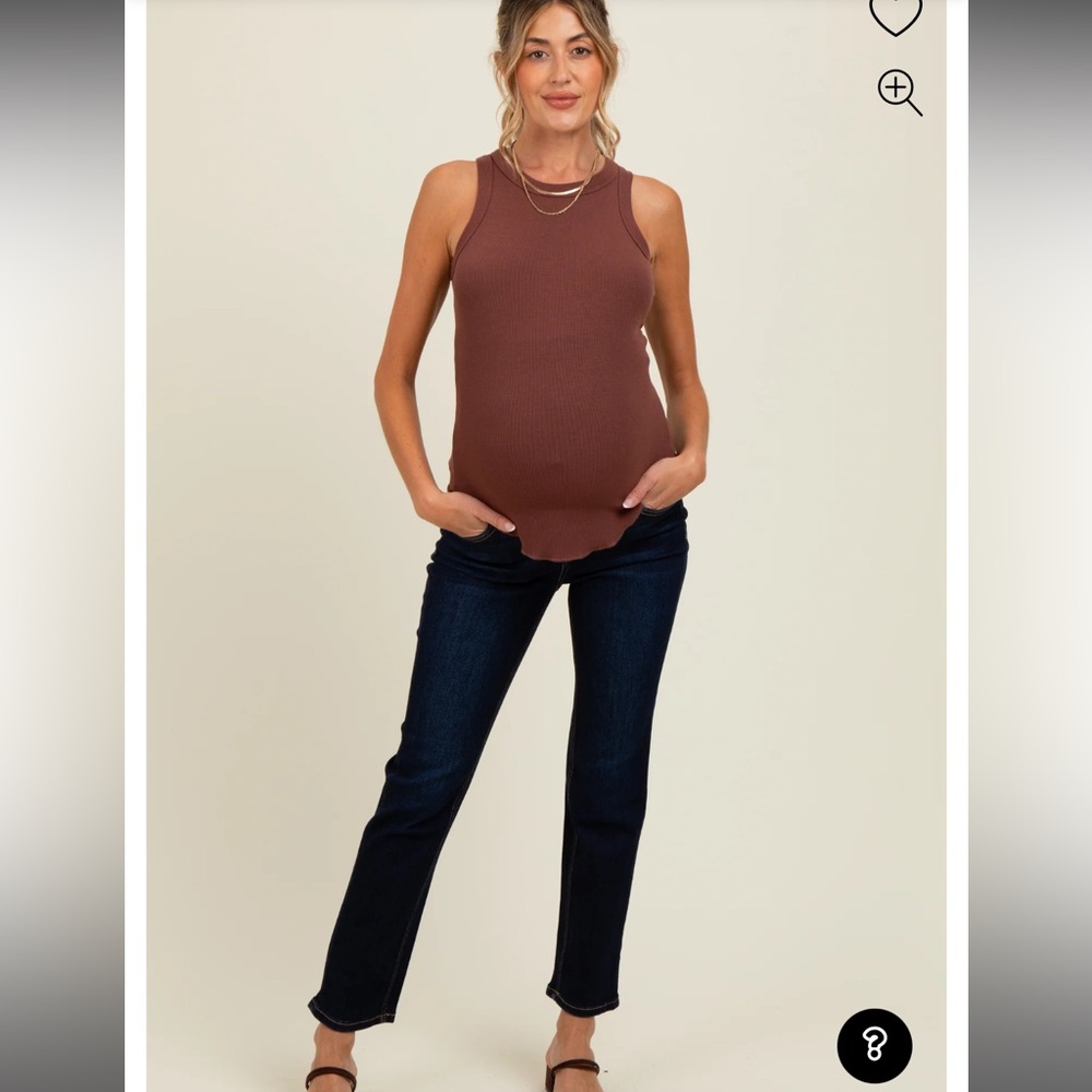 Dark Blue Ankle Slim Straight Leg Maternity Jeans
